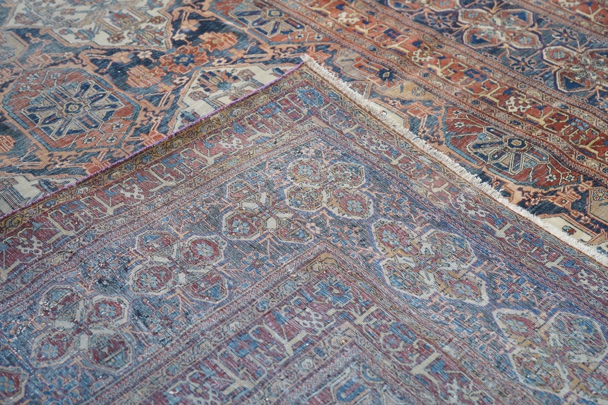 Antique Mohtasham Kashan Rug 7'5'' x 10'1''