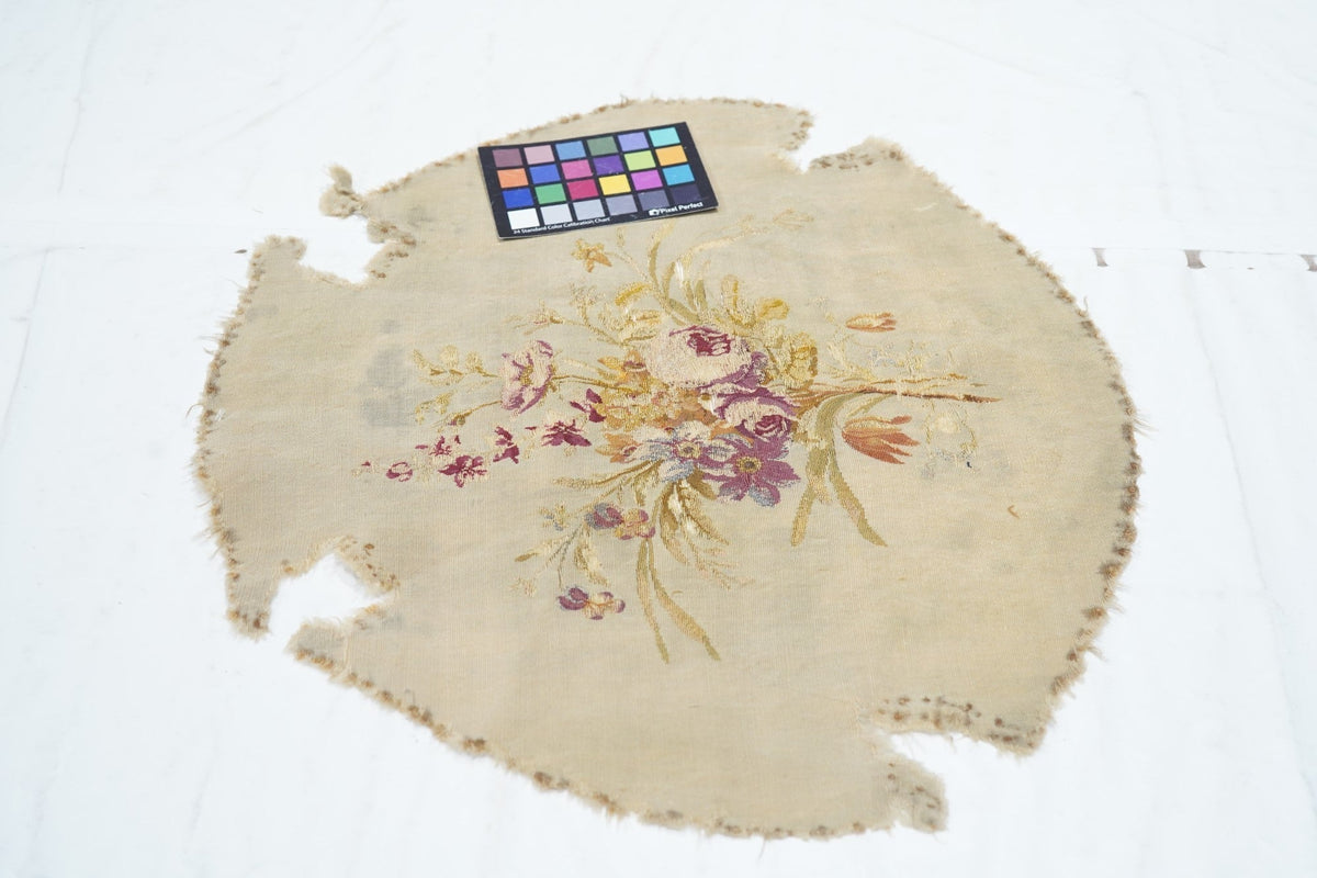 Antique French tapestry seat cover. Circa 1890 one of pair 1'10'' x 2'0"