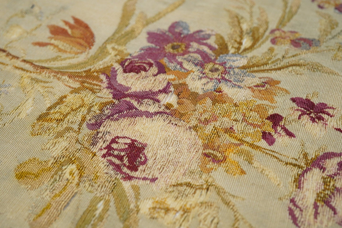 Antique French tapestry seat cover. Circa 1890 one of pair 1'10'' x 2'0"