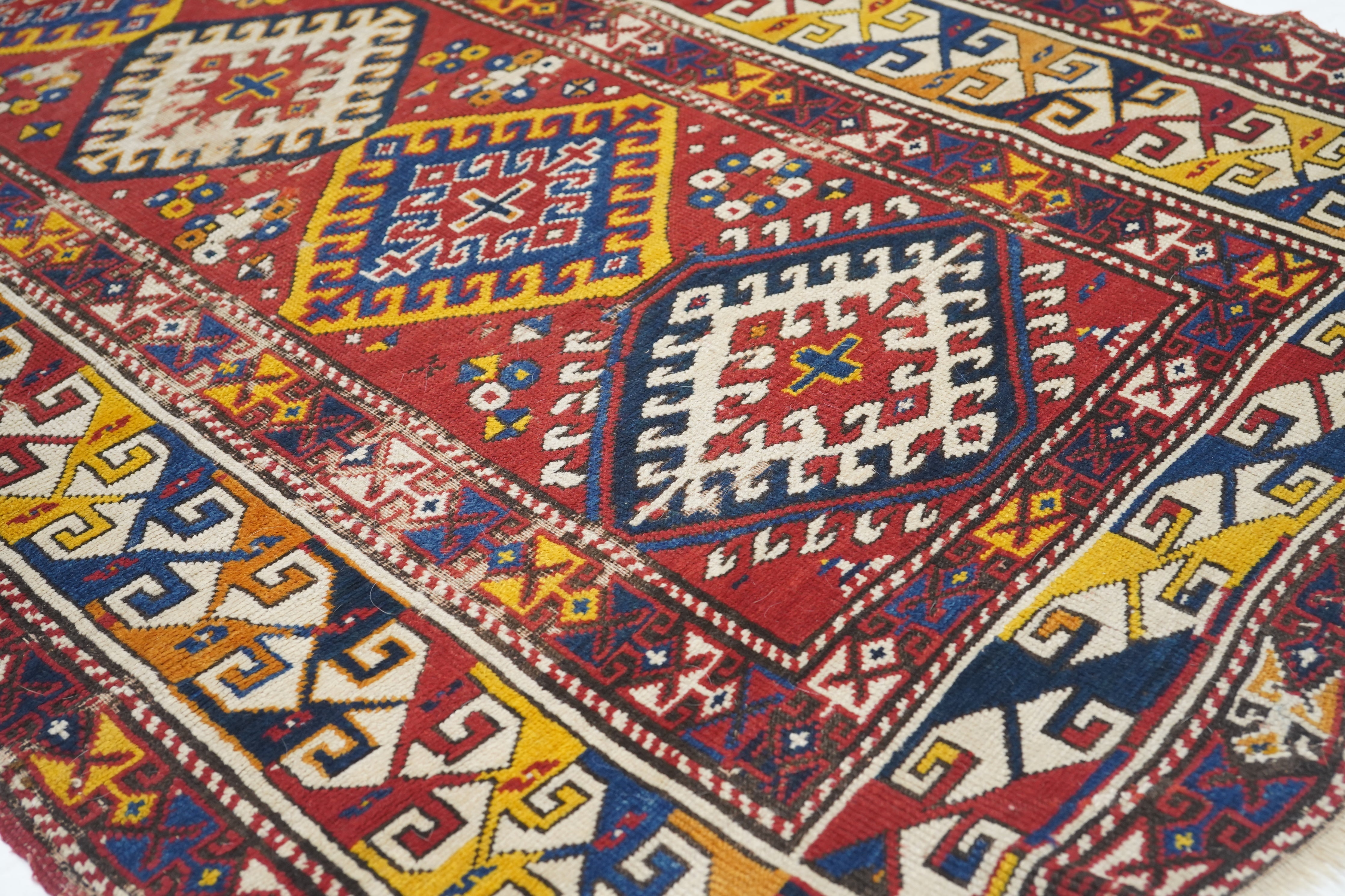Antique Caucasian Kazak Rug 3'7'' x 5'10''