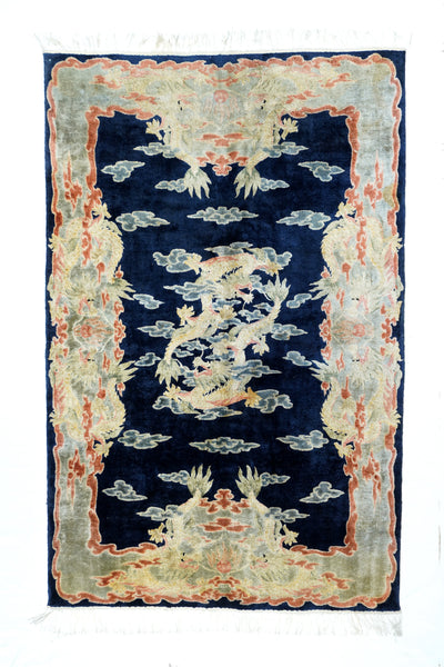Vintage Chinese Silk Rug 5' 1