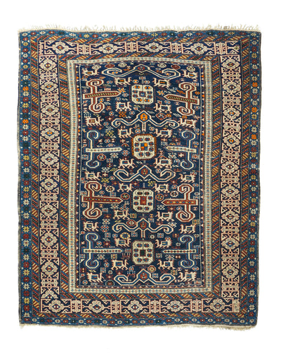 Antique Caucasian Perpedil Rug 4'2'' x 5'2''