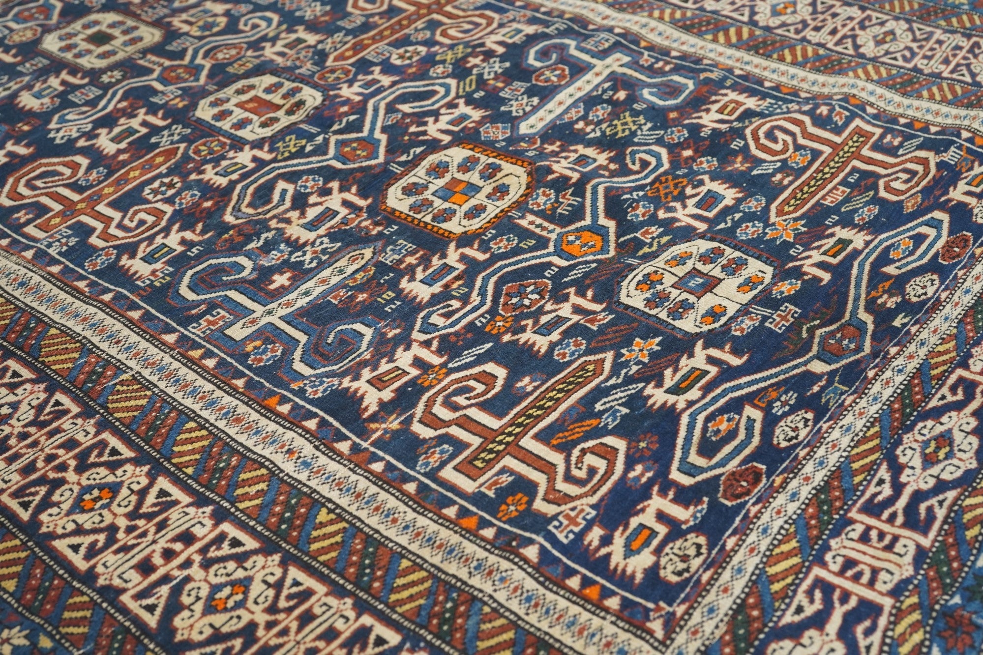 Antique Caucasian Perpedil Rug 4'2'' x 5'2''