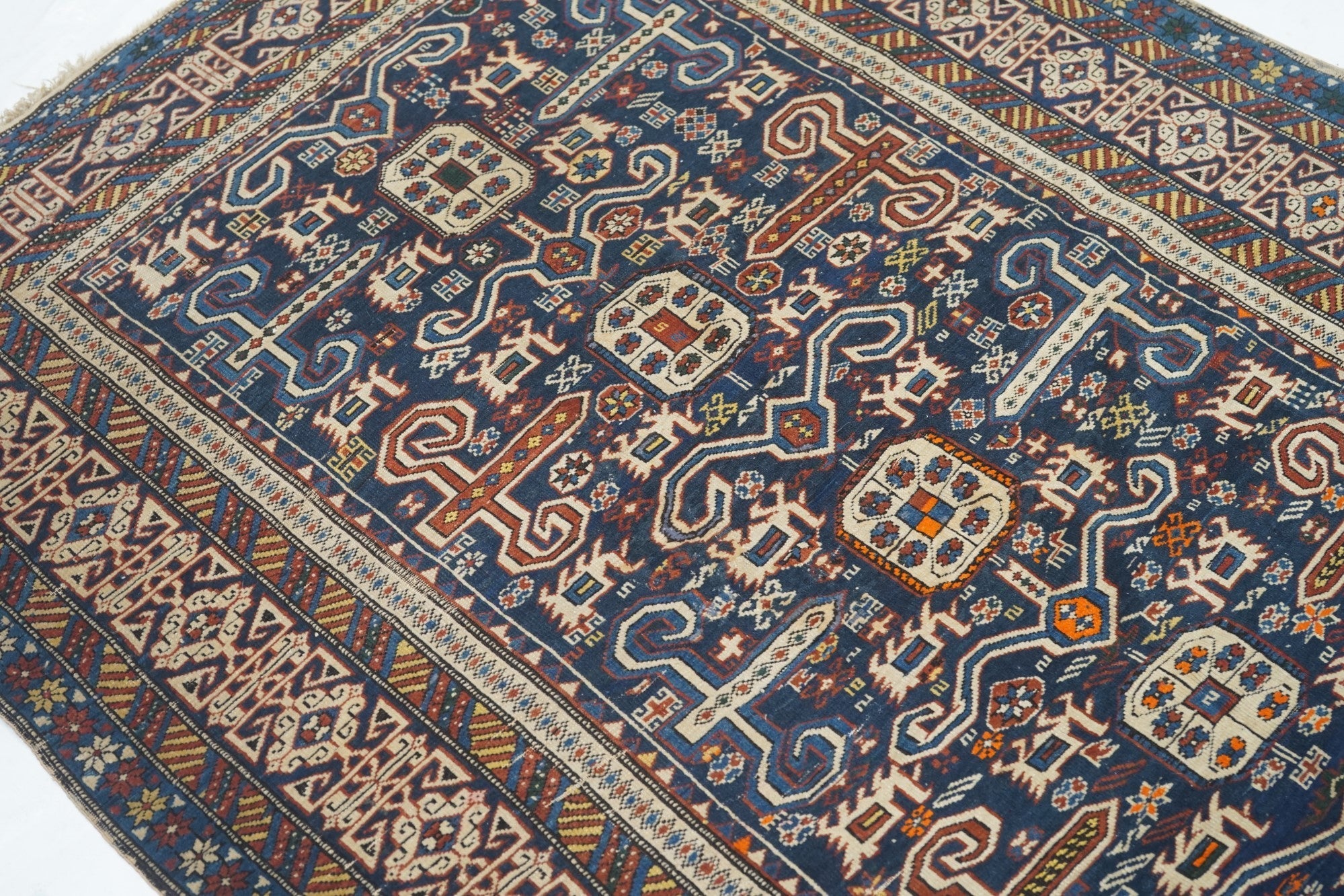 Antique Caucasian Perpedil Rug 4'2'' x 5'2''