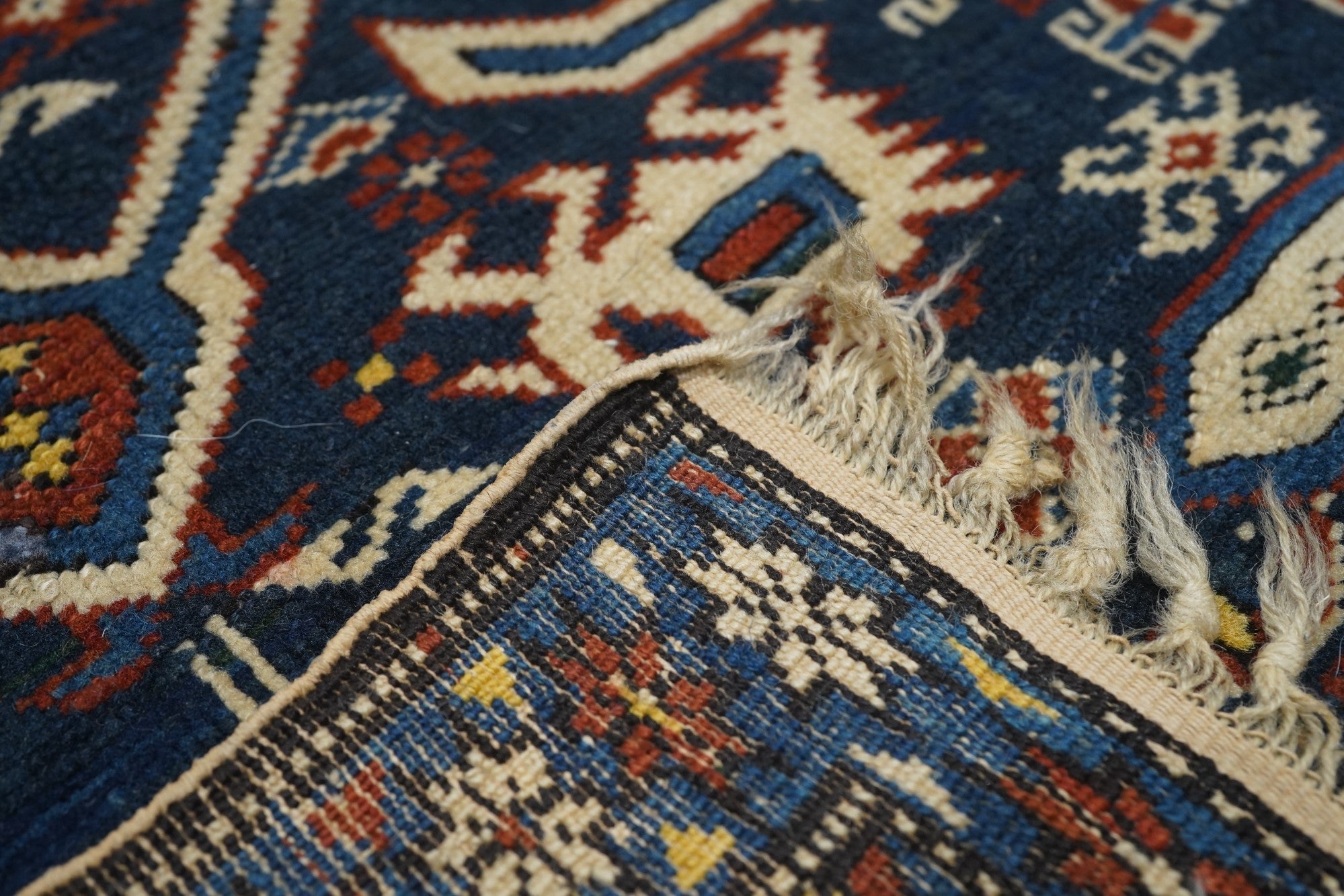 Antique Caucasian Perpedil Rug 4'2'' x 5'2''