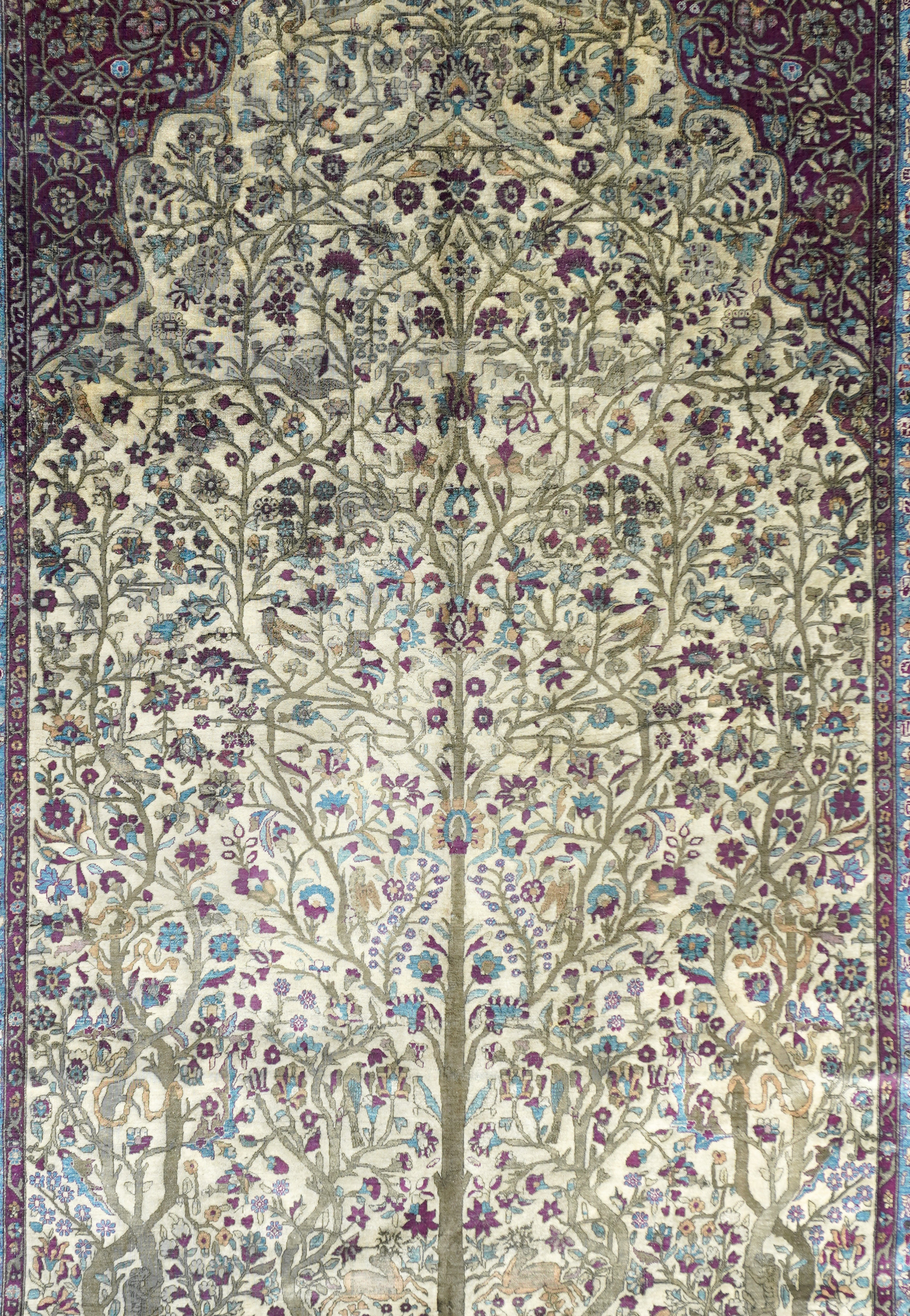 Extremely Fine Antique Silk  Kashan Rug 6'6'' x 9'8''
