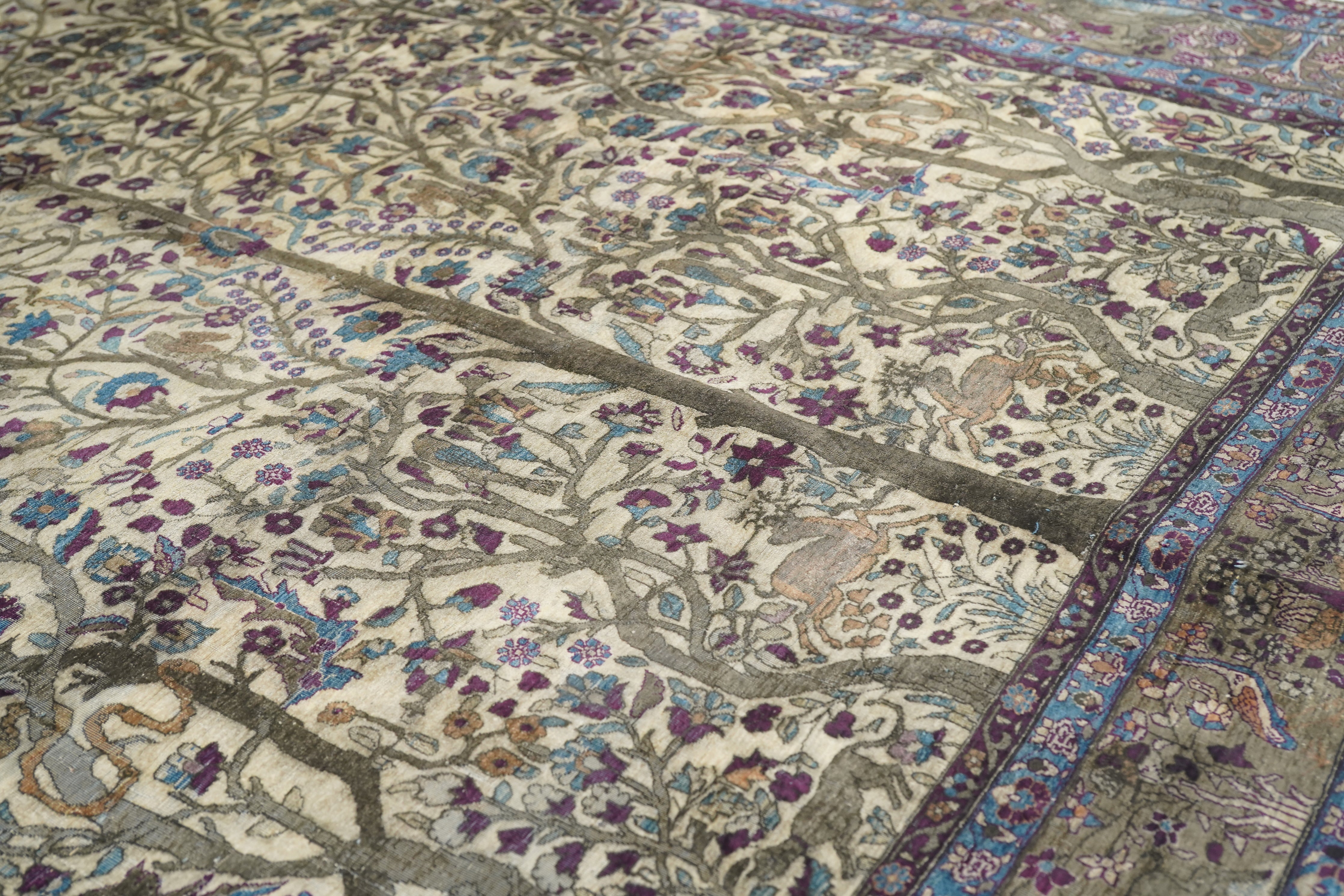 Extremely Fine Antique Silk  Kashan Rug 6'6'' x 9'8''