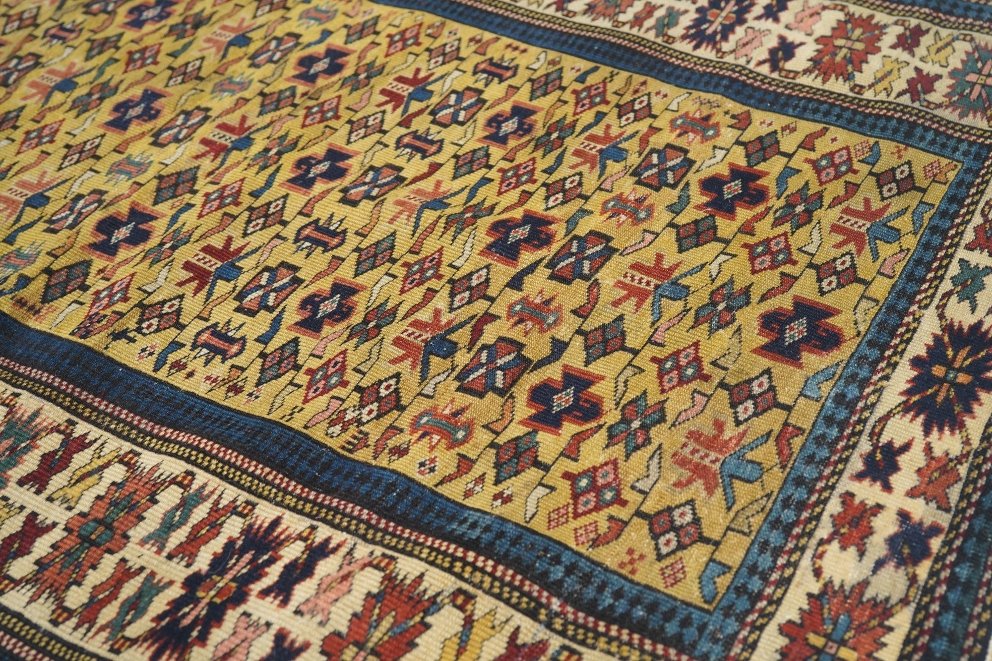 Antique Caucasian Kuba Rug 3'2'' x 4'7''