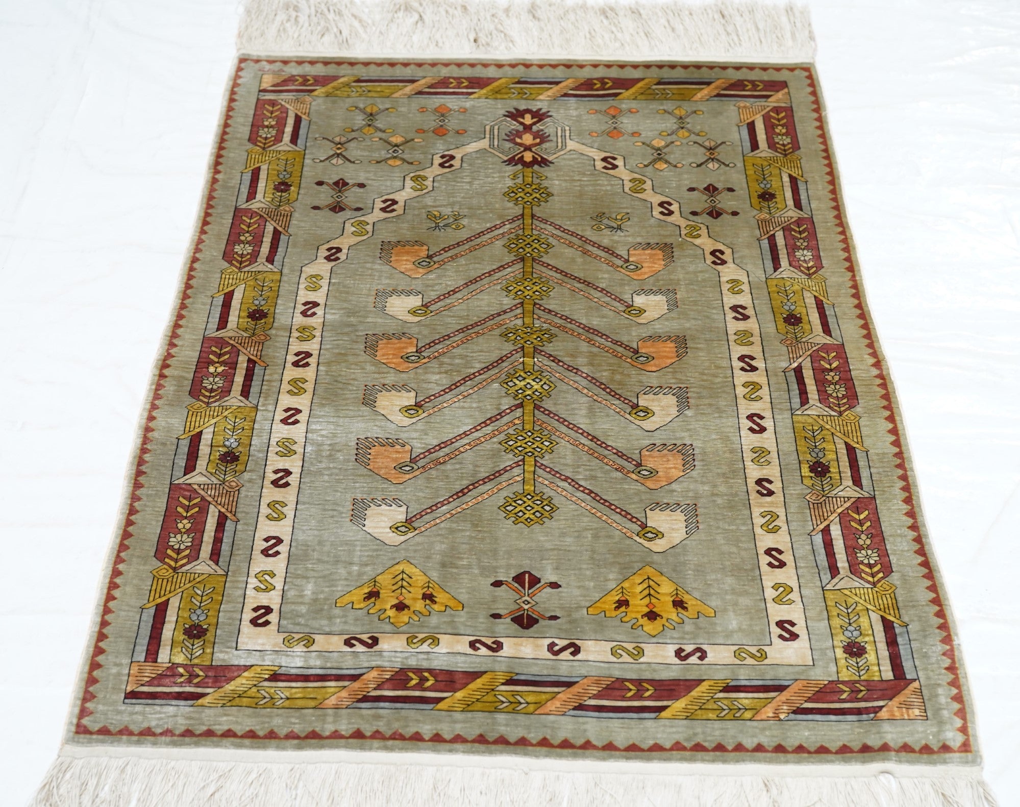 Extremely Fine Antique Silk Hereke Rug 2'6'' x 3'5''