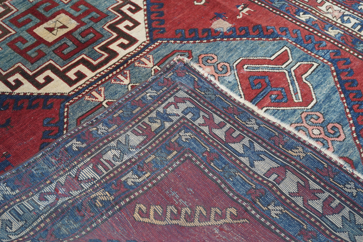 Antique Caucasian Kazak Rug 4'4'' x 9'3''