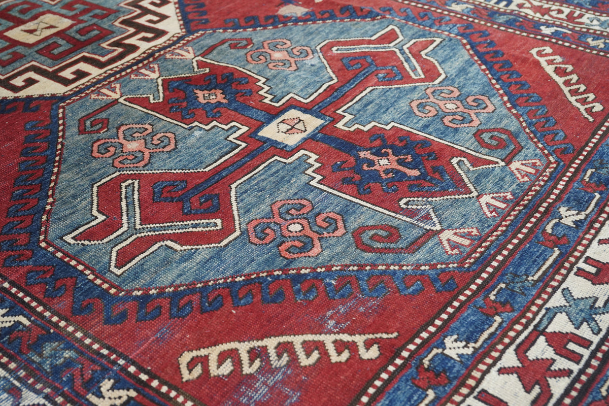 Antique Caucasian Kazak Rug 4'4'' x 9'3''