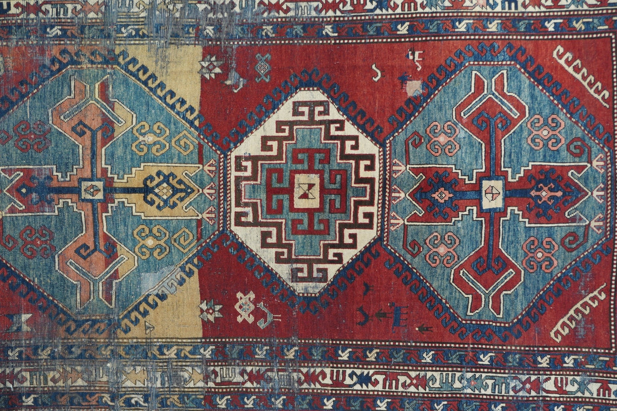 Antique Caucasian Kazak Rug 4'4'' x 9'3''