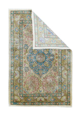Extremely Fine Vintage Turkish Silk Hereke Rug 2'3'' x 3'3''