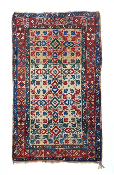 Antique Caucasian Kazak Rug 4'4'' x 7'7''