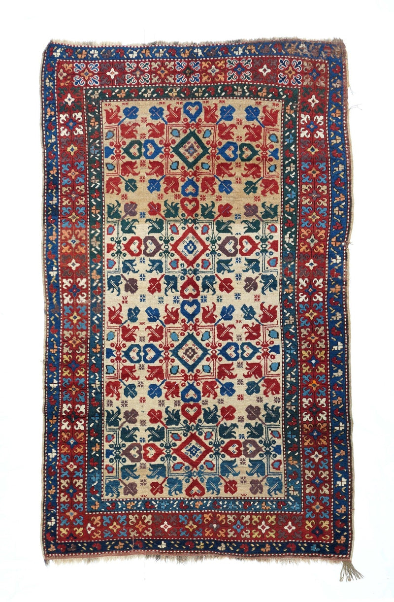 Antique Caucasian Kazak Rug 4'4'' x 7'7''