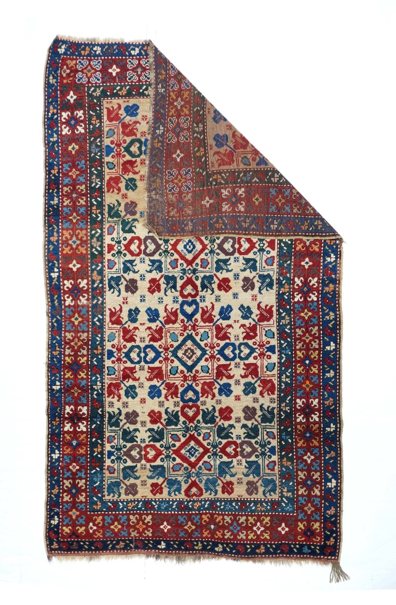 Antique Caucasian Kazak Rug 4'4'' x 7'7''