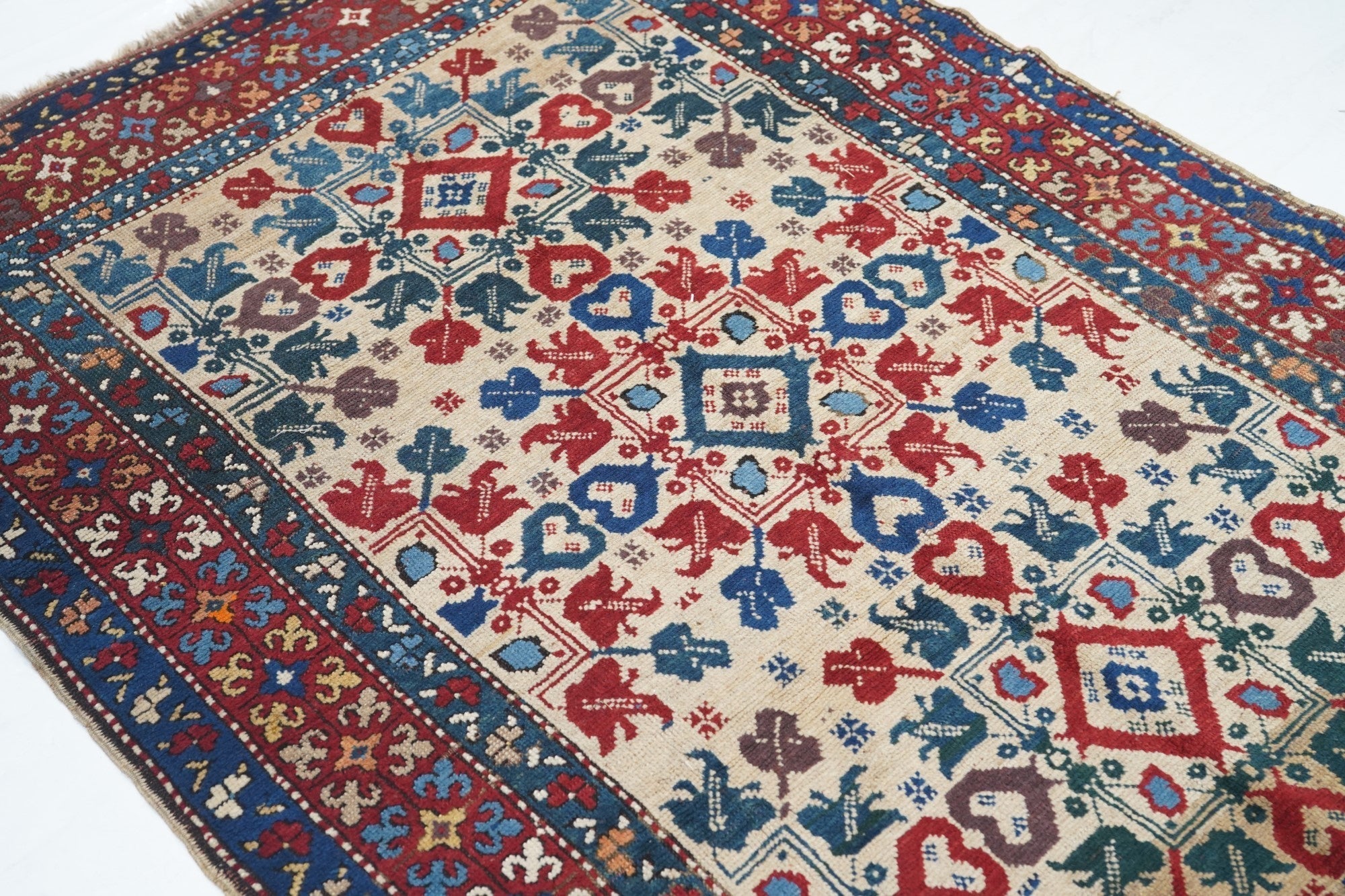 Antique Caucasian Kazak Rug 4'4'' x 7'7''