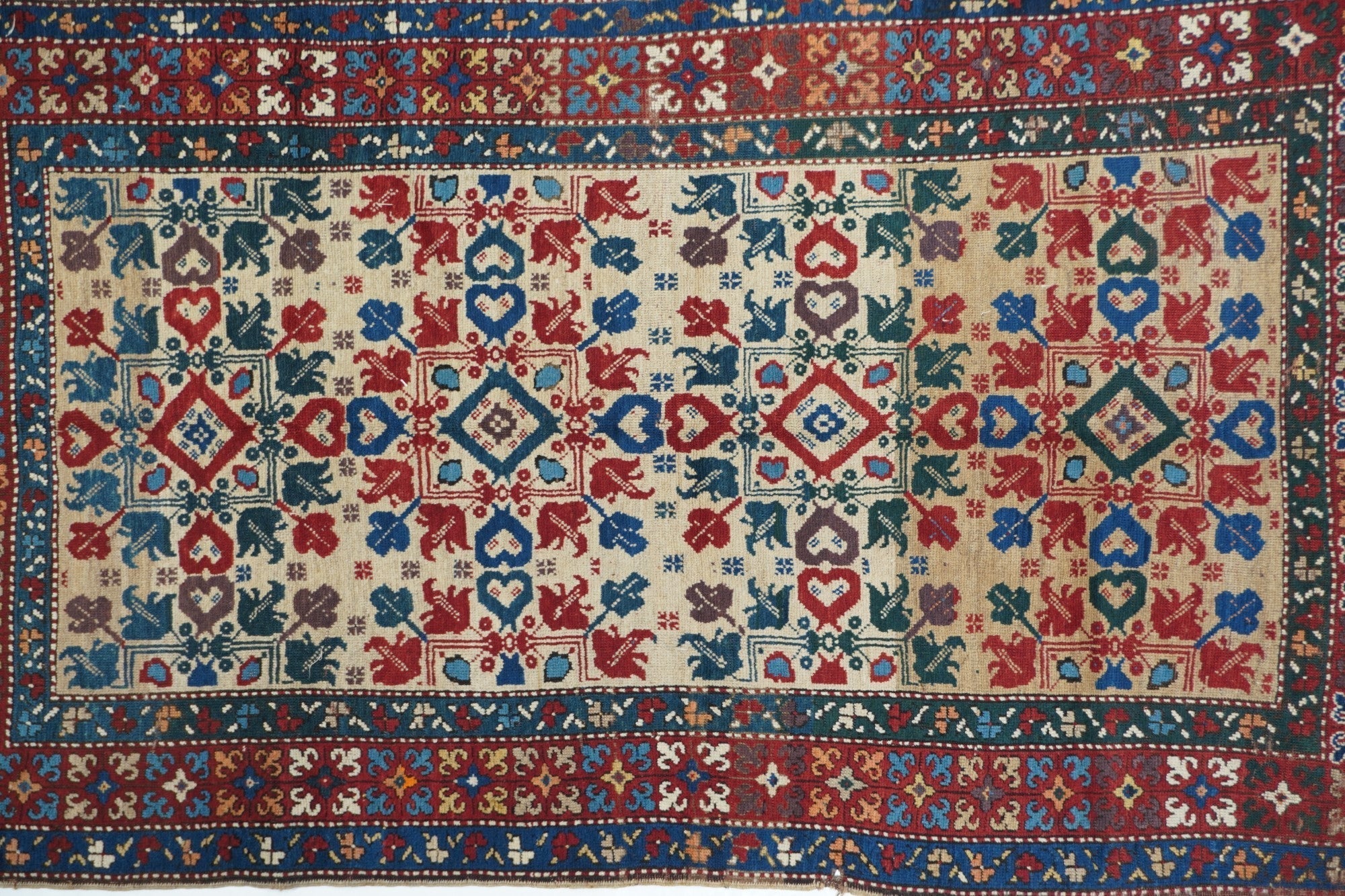 Antique Caucasian Kazak Rug 4'4'' x 7'7''