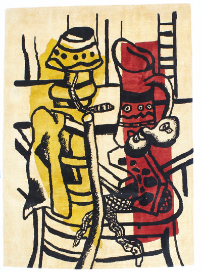 Fine Mid Century French Wool Rug Design Inspired by Basquiat 5'8'' x 7'10''