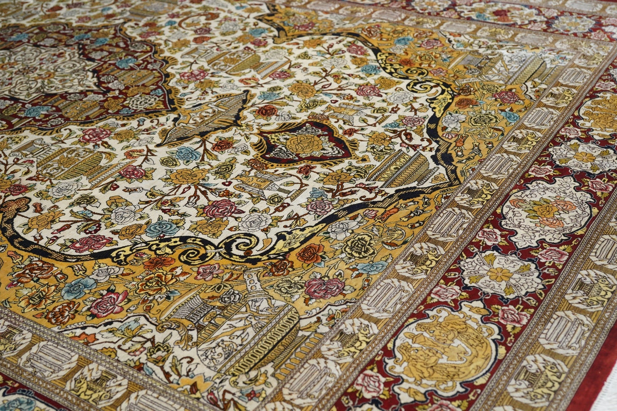 Fine  Silk Qum Rug 6'6'' x 9'10''
