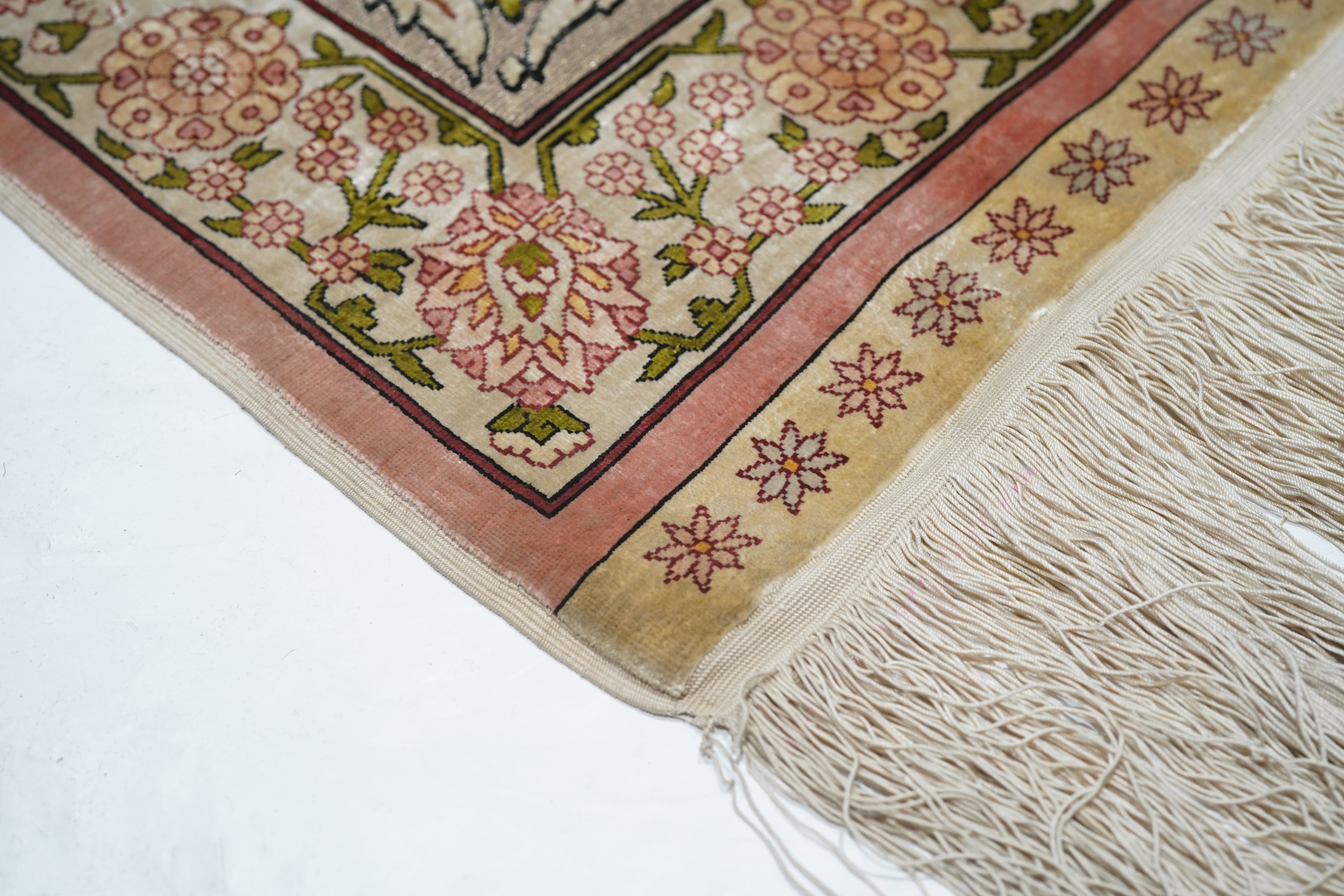 Extremely Fine Vintage Turkish Hereke Silk & Metal Rug 6' 11" x 10' 3"