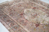 Extremely Fine Vintage Turkish Hereke Silk & Metal Rug 6' 11" x 10' 3"