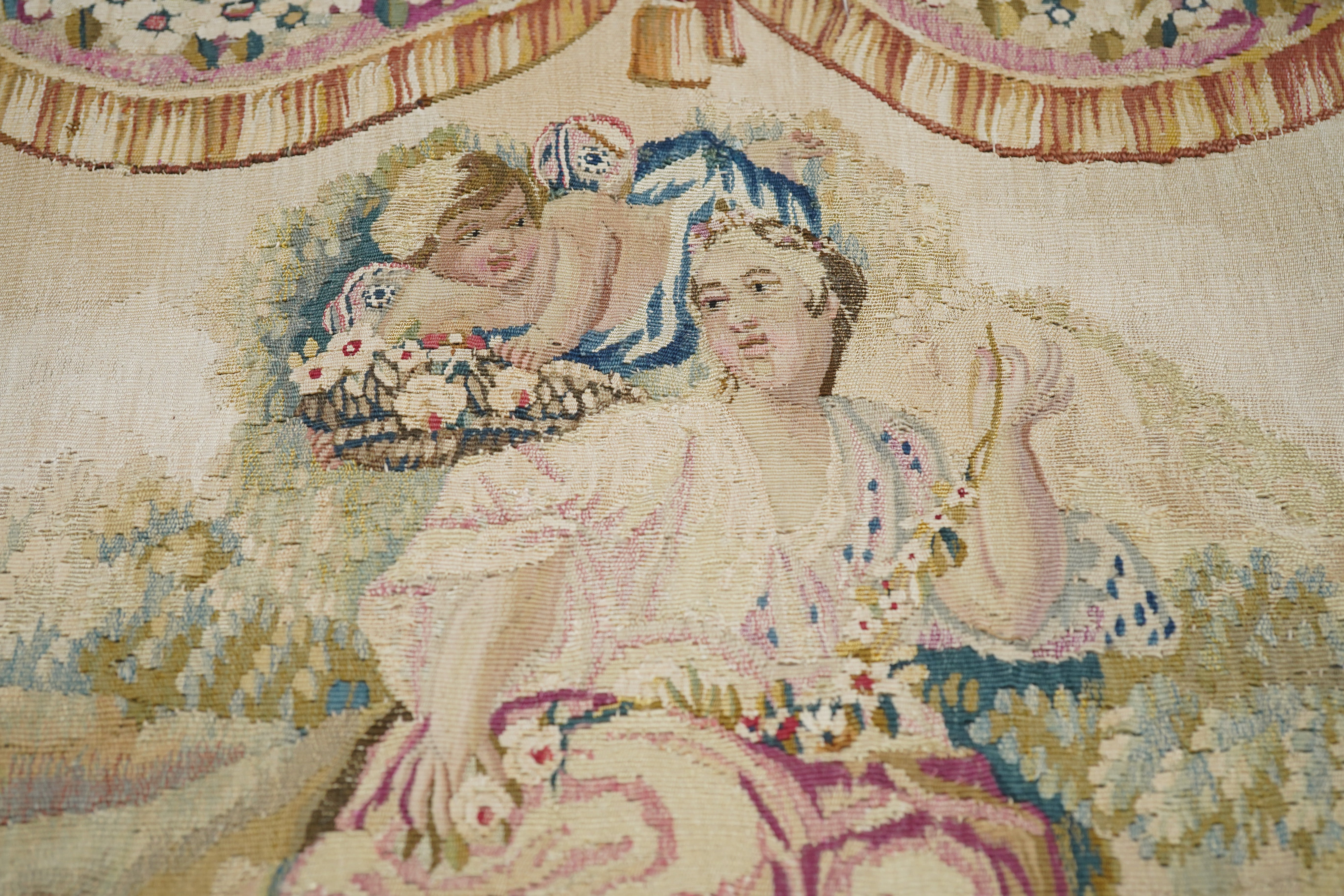 Antique Aubusson Design Tapestry 2'7'' x 2'9''