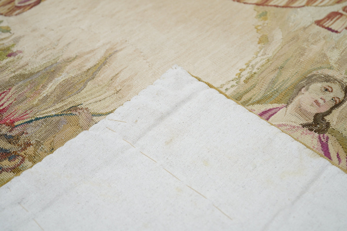 Antique Tapestry Aubusson Design 2'8'' x 2'8''