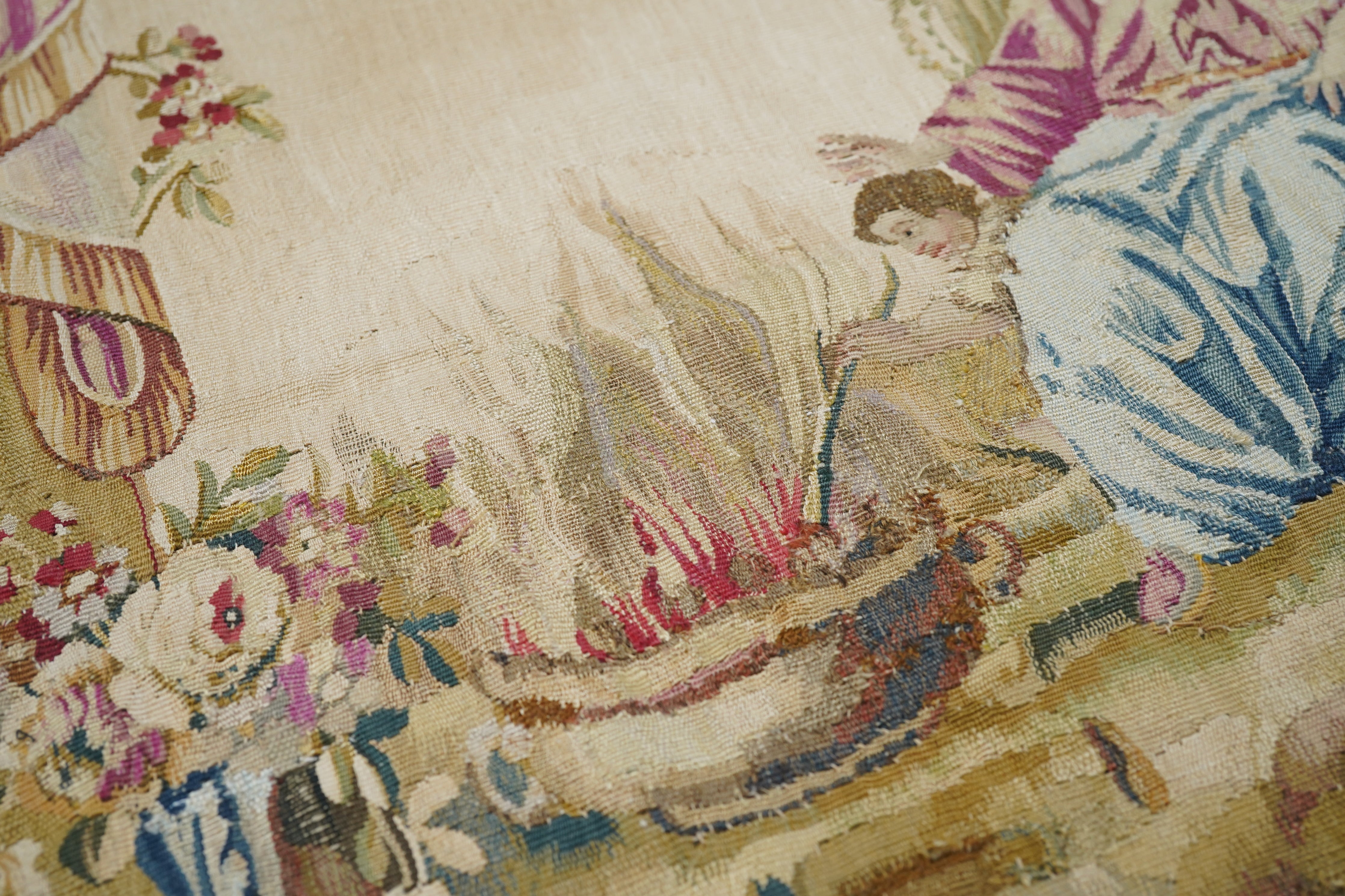 Antique Tapestry Aubusson Design 2'8'' x 2'8''