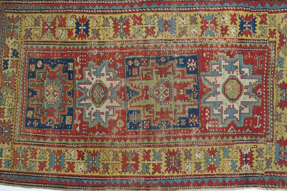 Antique Caucasian Lezgi Rug 4'0'' x 6'9''