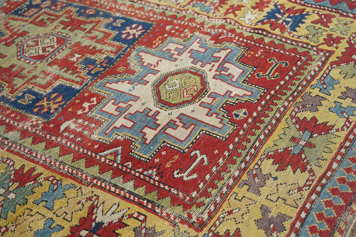 Antique Caucasian Lezgi Rug 4'0'' x 6'9''