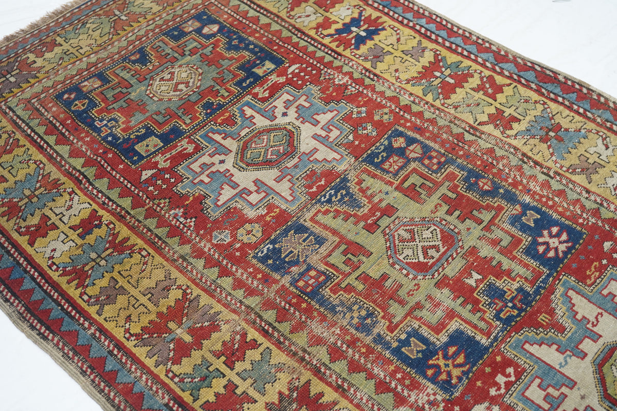 Antique Caucasian Lezgi Rug 4'0'' x 6'9''