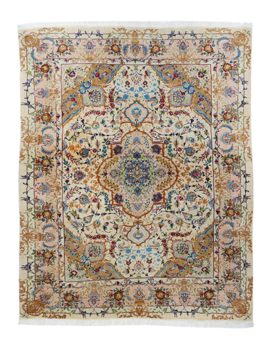 Extremely Fine  Wool & Silk Tabriz Rug 5'0