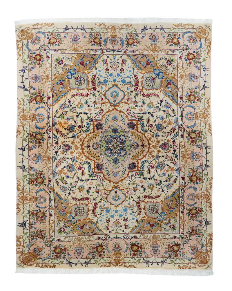 Extremely Fine  Wool & Silk Tabriz Rug 5'0