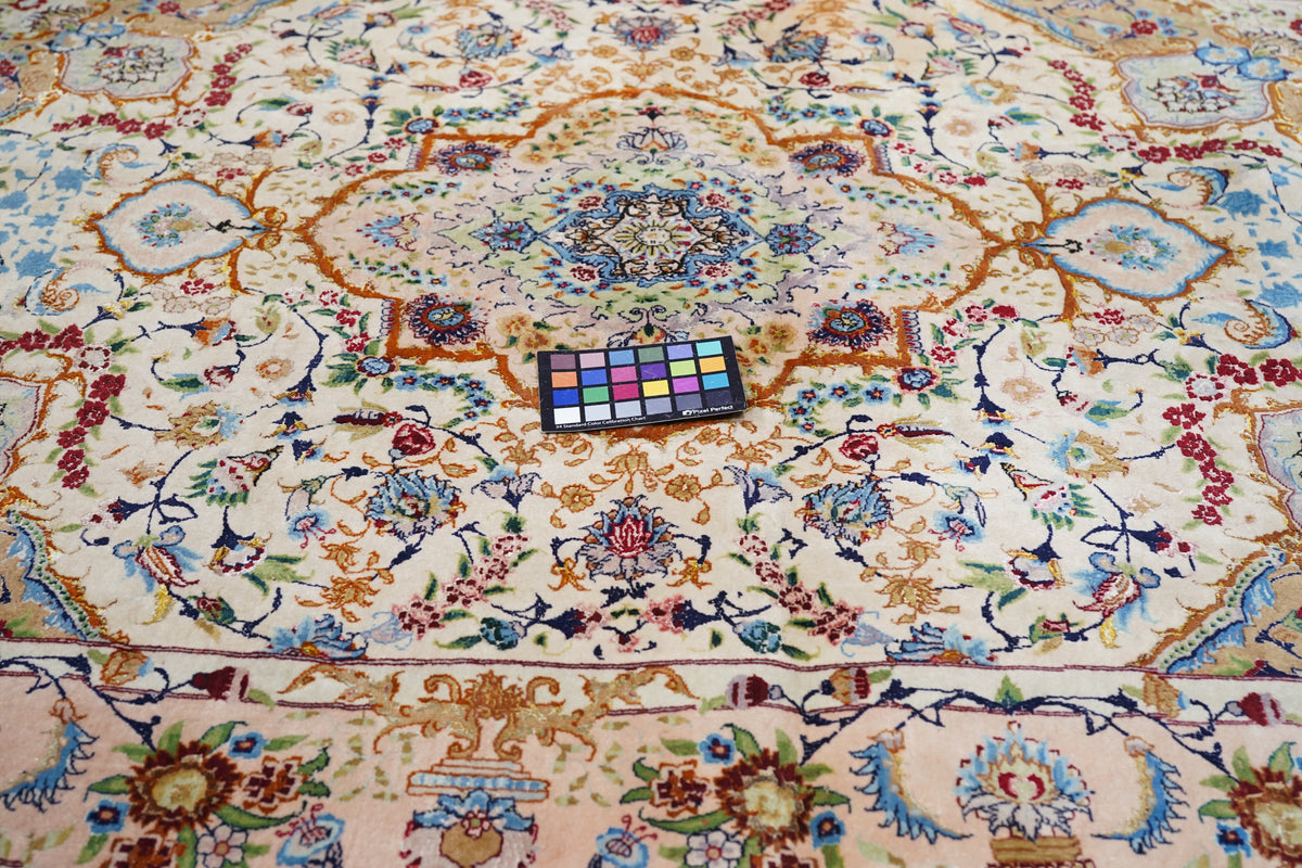 Extremely Fine  Wool & Silk Tabriz Rug 5'0" x 8'0"