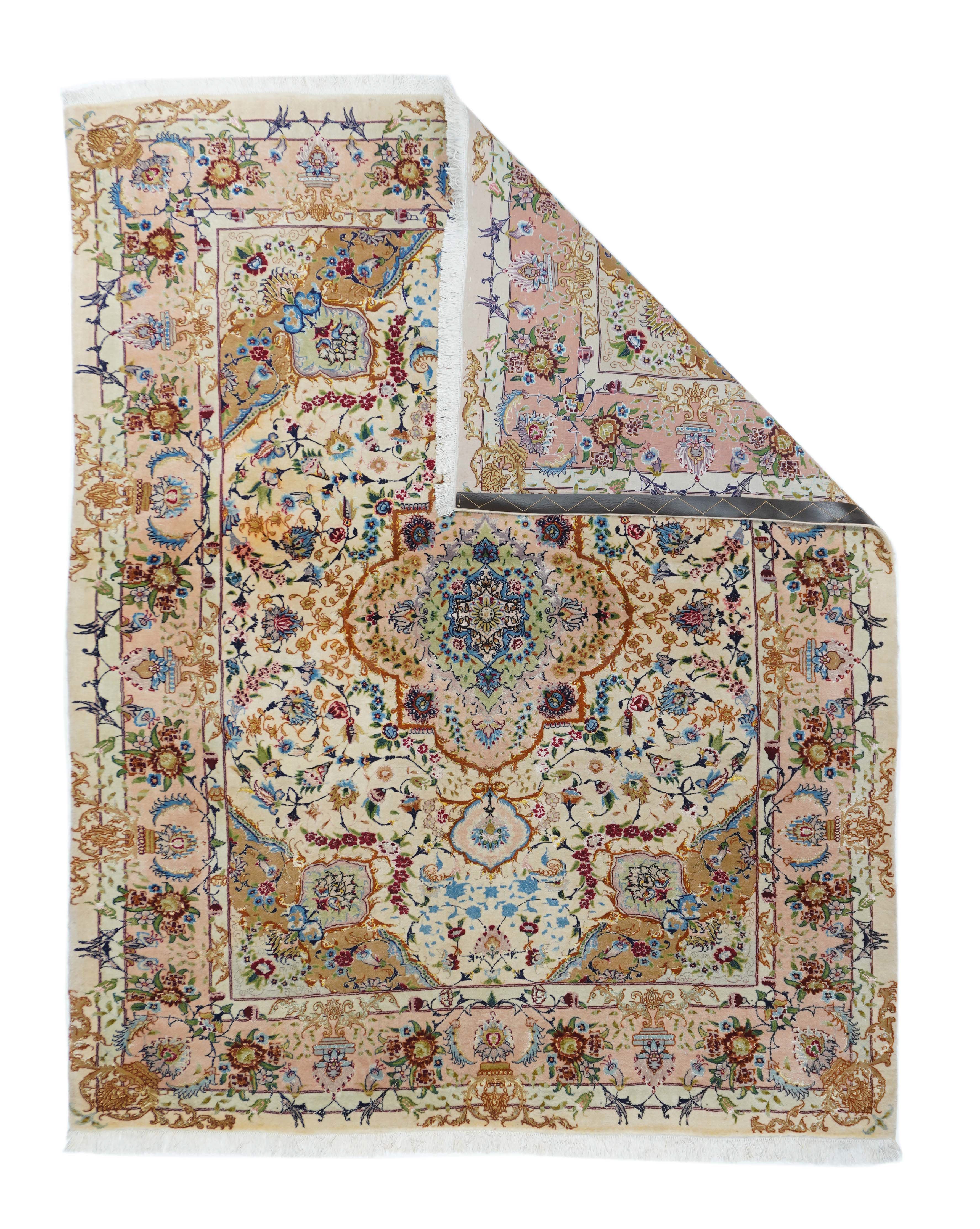 Extremely Fine  Wool & Silk Tabriz Rug 5'0" x 8'0"
