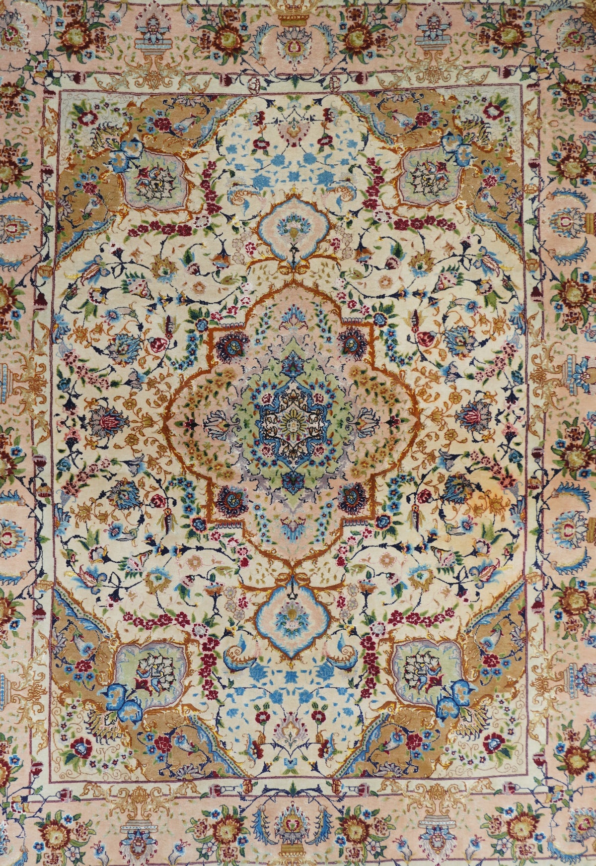 Extremely Fine  Wool & Silk Tabriz Rug 5'0" x 8'0"