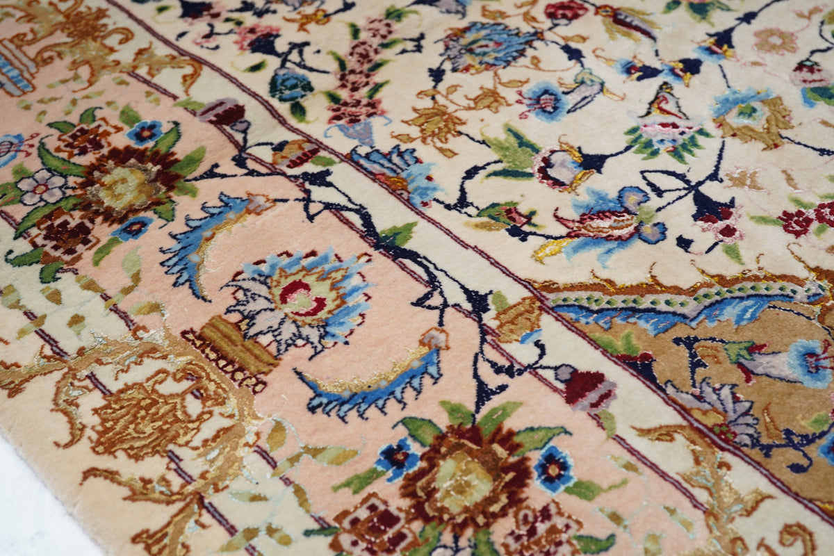 Extremely Fine  Wool & Silk Tabriz Rug 5'0" x 8'0"