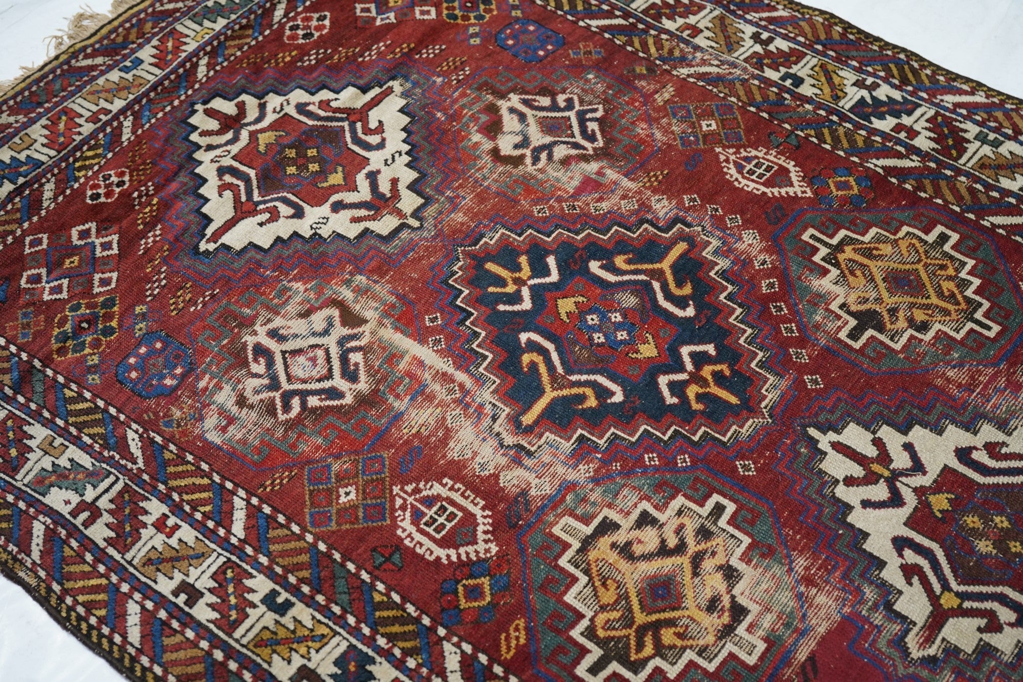 Antique Caucasian Kuba Runner 4'2'' x 12'6''