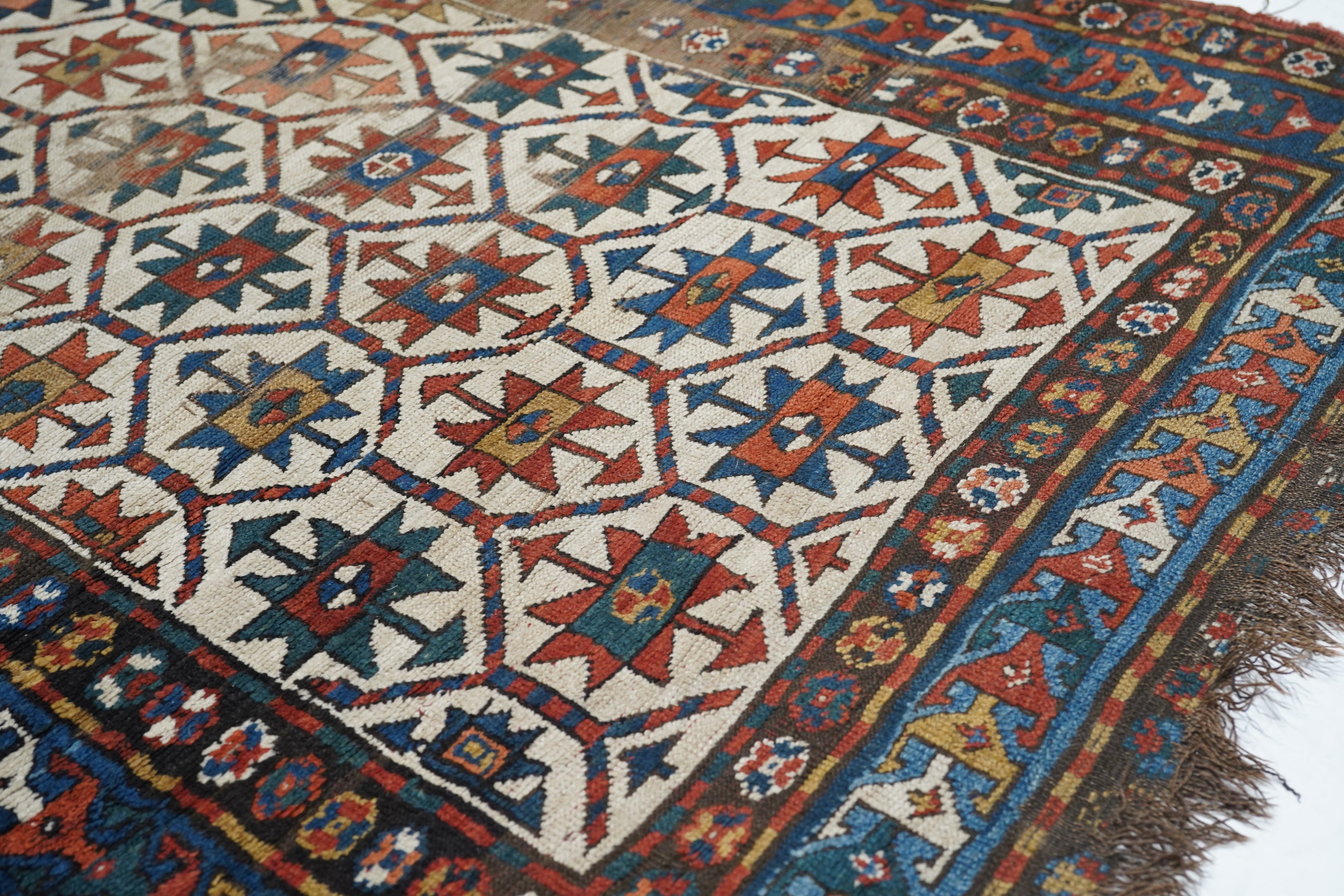 Antique Caucasian Kazak Rug 4'0" x 8'1''