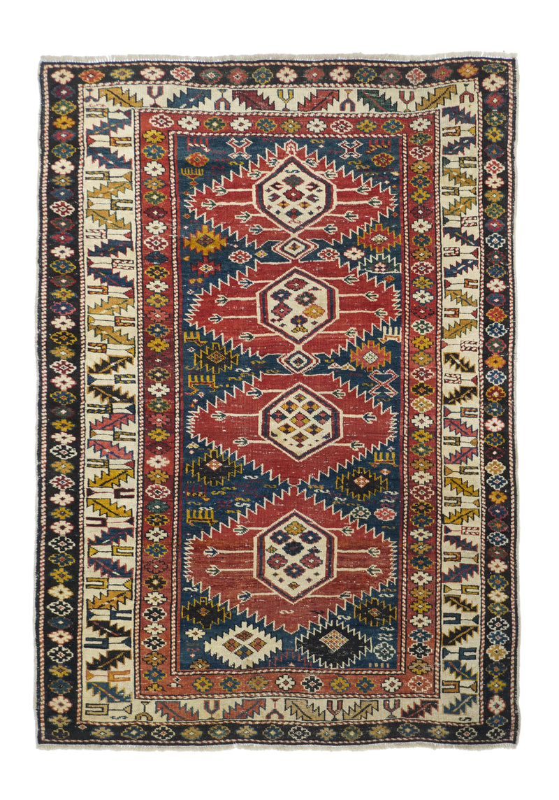 Antique Caucasian Kuba Rug 3'8'' x 5'0