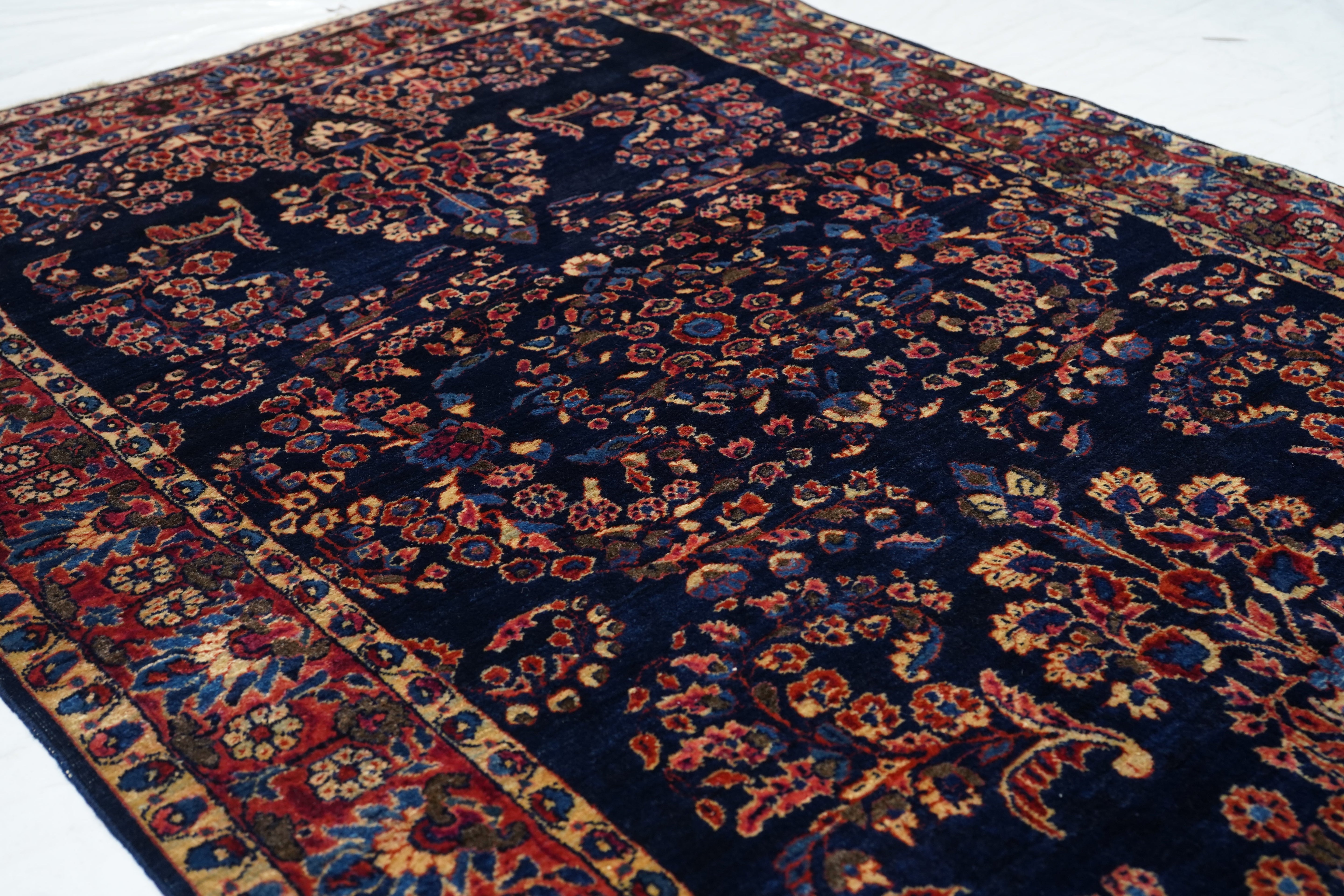 Antique Mohajeran Sarouk Rug 4'2" x 6' 2"