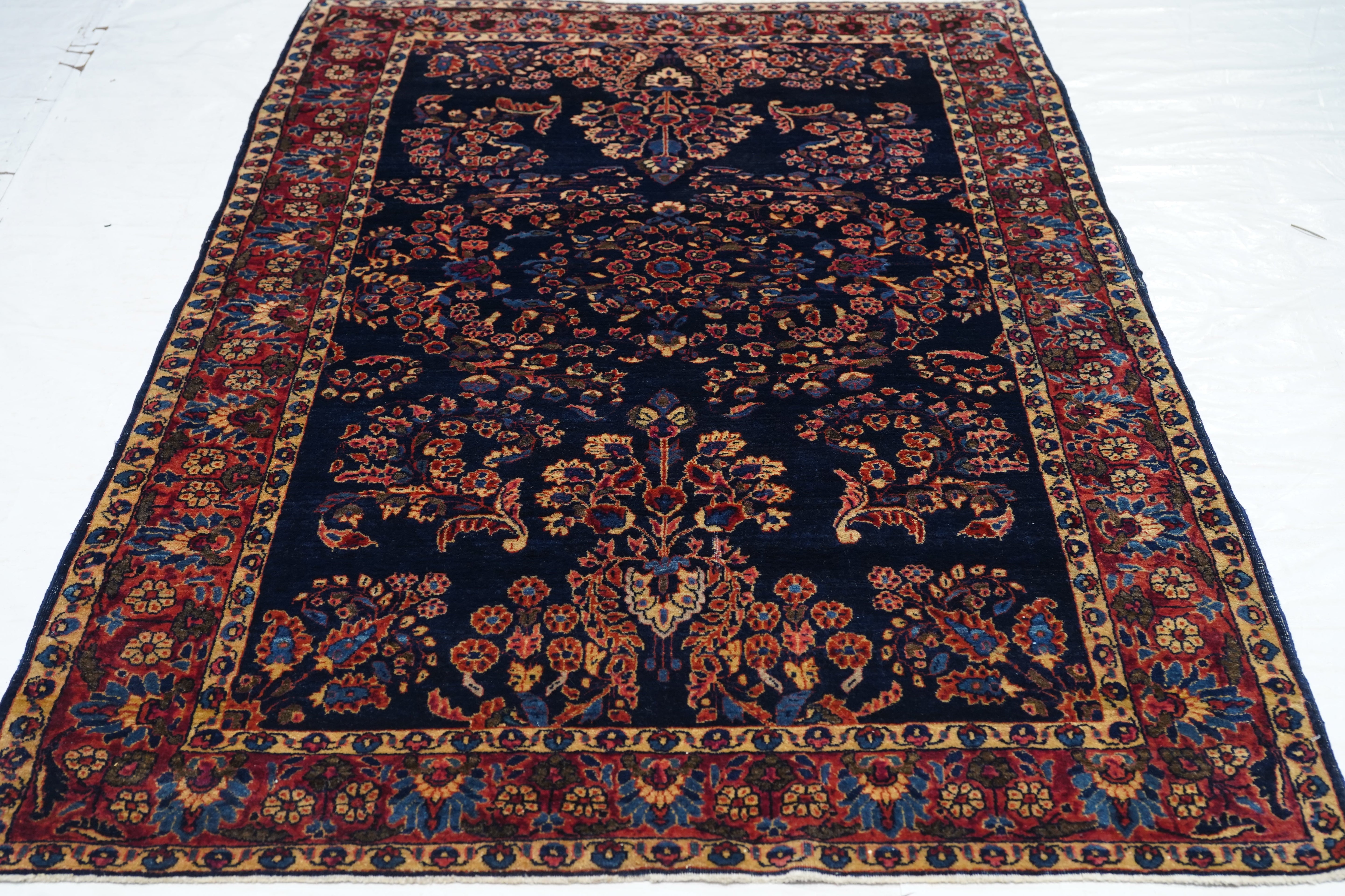 Antique Mohajeran Sarouk Rug 4'2" x 6' 2"