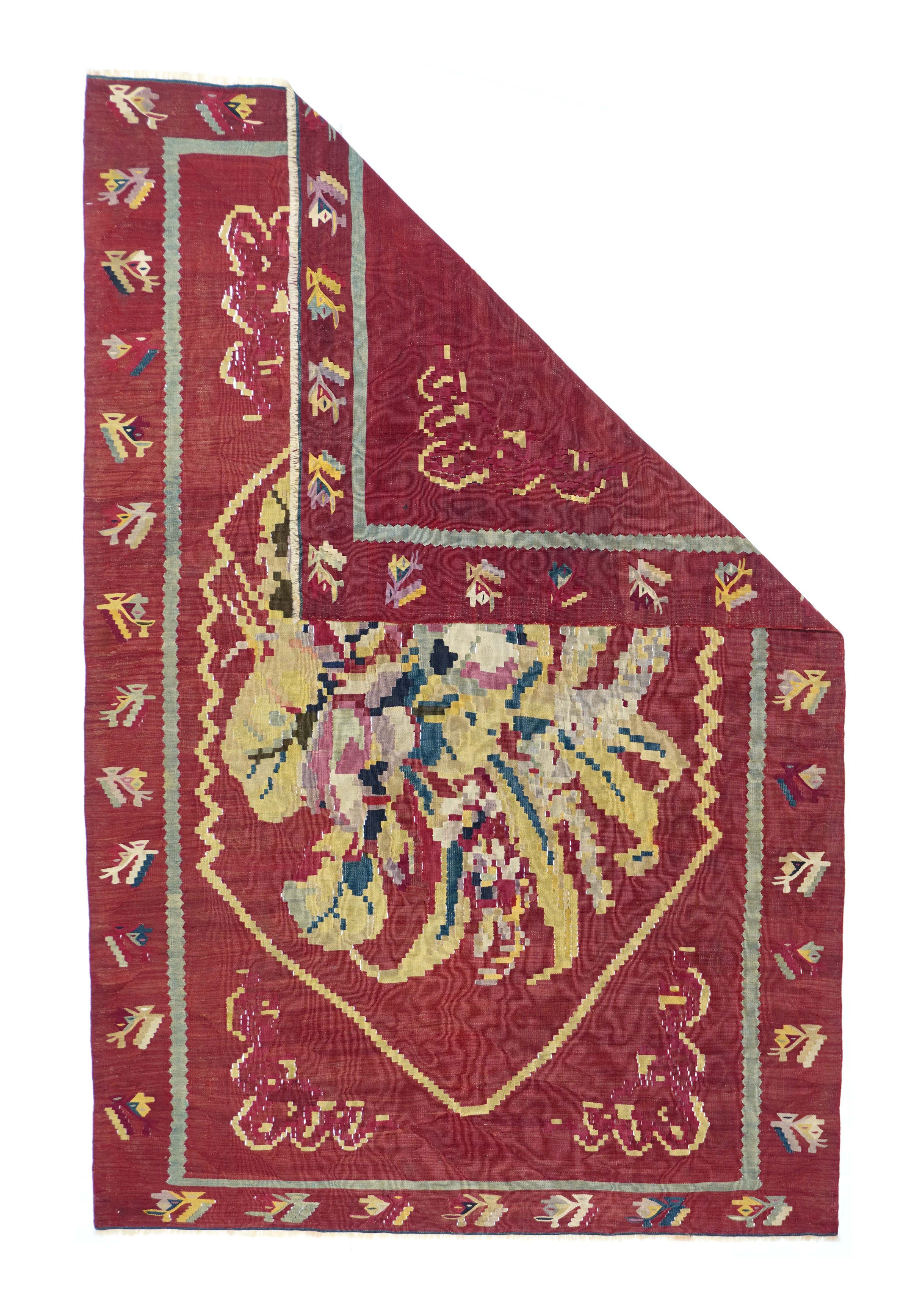 Antique Charkoy Kilim Rug 4' 0" x 5' 10''