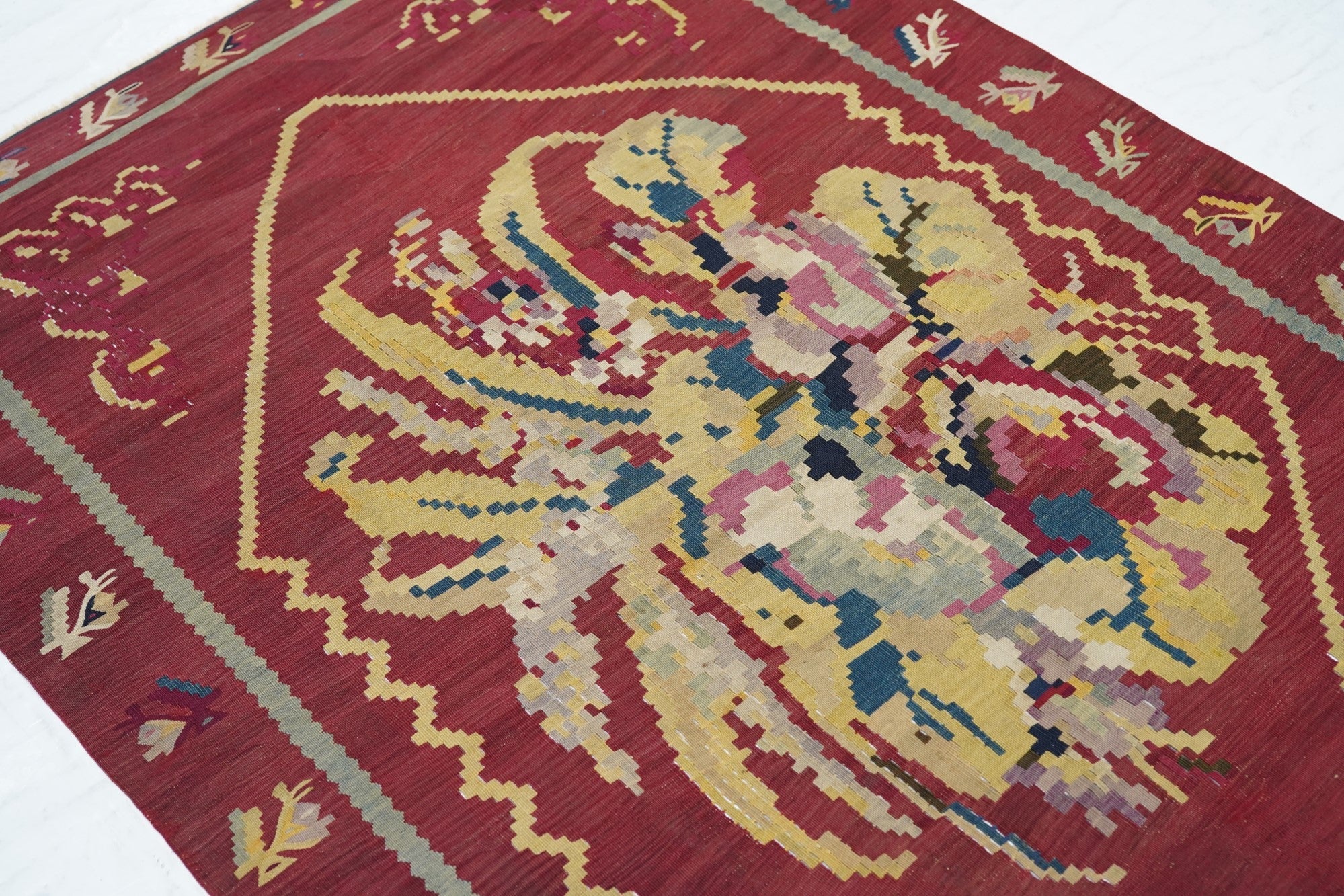 Antique Charkoy Kilim Rug 4' 0" x 5' 10''