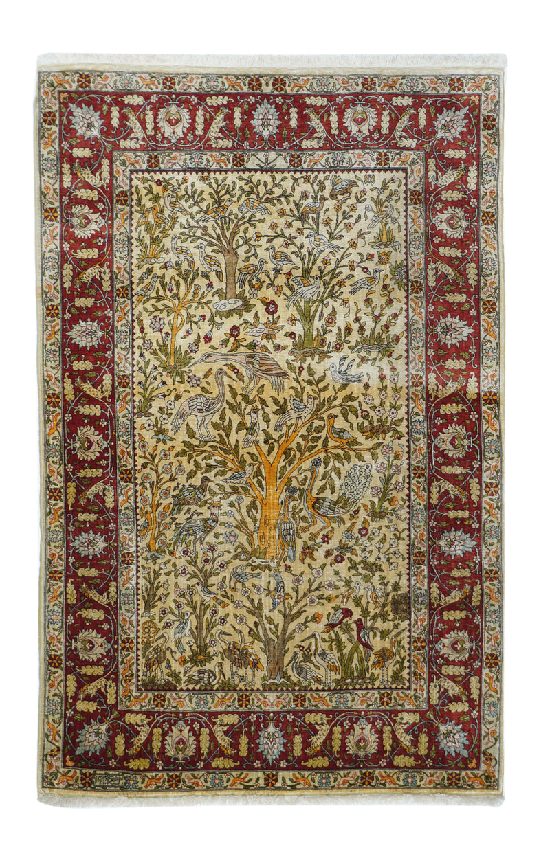 Antique Silk Turkish Hereke Rug 3'3'' x 5'1''