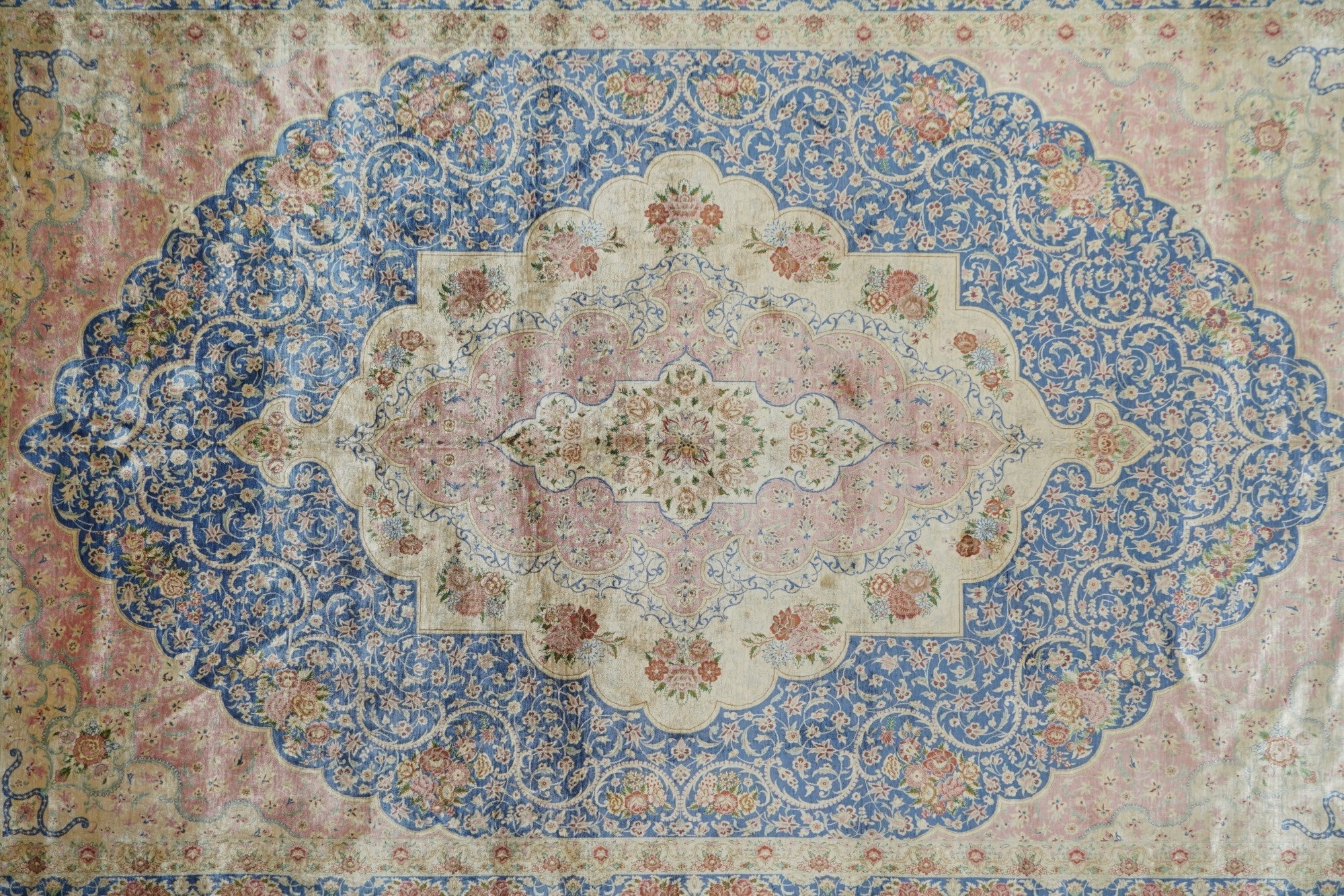Extremely Fine Vintage Silk  Qum Rug 6'5'' x 9'8''