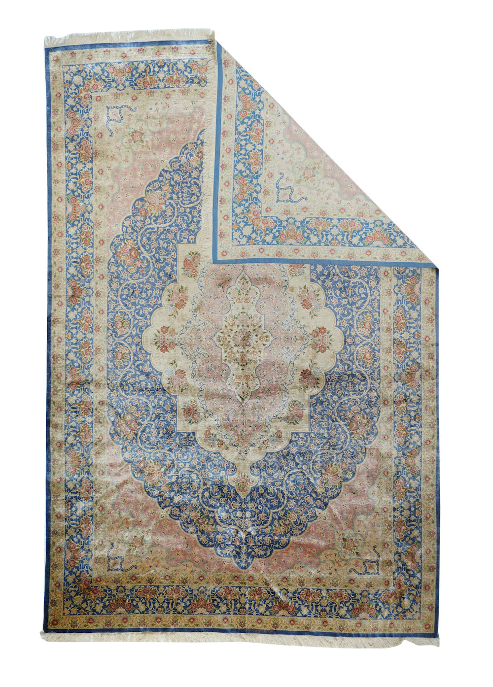Extremely Fine Vintage Silk  Qum Rug 6'5'' x 9'8''