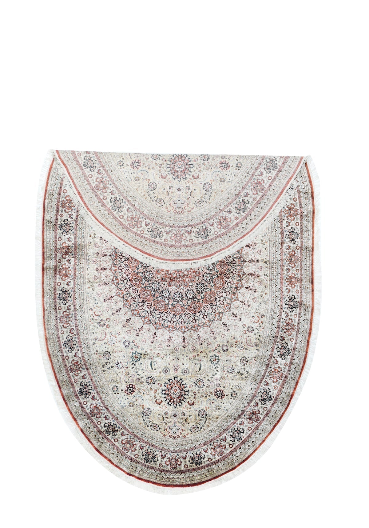 Extremely Fine Vintage Turkish Silk Hereke Oval Rug 4'10'' x 7'11''