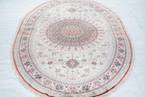 Extremely Fine Vintage Turkish Silk Hereke Oval Rug 4'10'' x 7'11''